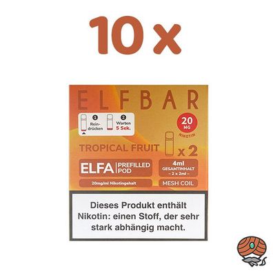 ELFBAR ELFA POD Tropical Fruit 20mg/ml Nikotin 10x 2 Pods