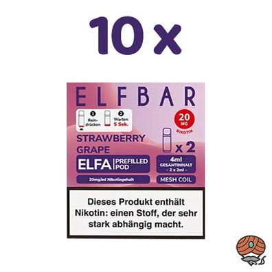 ELFBAR ELFA POD Strawberry Grape 20mg/ml Nikotin 10x 2 Pods