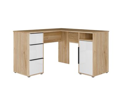 Eck-Schreibtisch 125 x 125 cm Orkney OKYB221-Q344 - Eiche Mauvella/Weiß Glanz