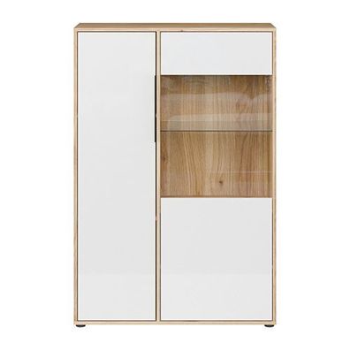 Vitrine R ORKNEY OKYV321R-Q344 Vitrinenschrank - Eiche Mauvella/Weiß Glanz
