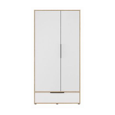 Kleiderschrank Orkney OKYS821-Q344 Drehtürenschrank 98 cm - Eiche Mauvella/Weiß Glanz