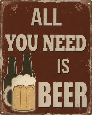 Moritz Blechschild You need Beer Krug 20 x 25 cm Retro Vintage Tin sign Wand