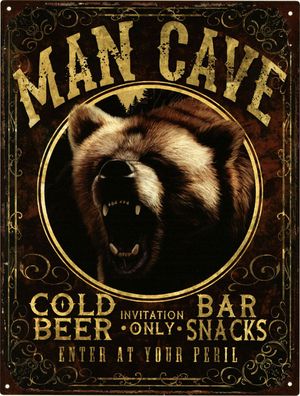 Moritz Blechschild Man Cave Beer Snacks 25 x 33 cm Retro Vintage Tin sign Wand