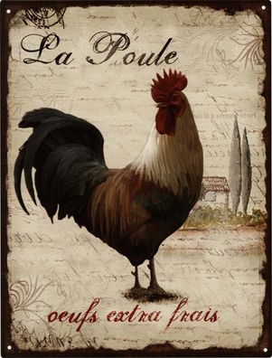 Retro Deko Blechschild La Poule Vintage-Design Metall Schild