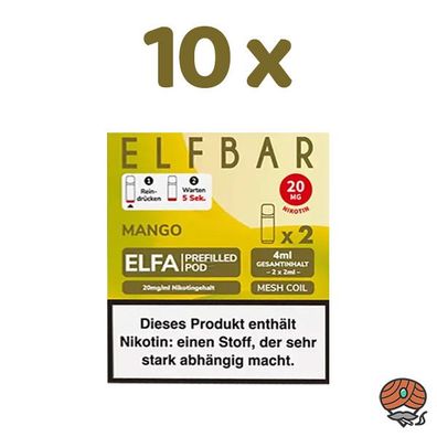 ELFBAR ELFA POD Mango 20mg/ml Nikotin 10x 2 Pods