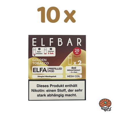 ELFBAR ELFA POD Golden Tobacco 20mg/ml Nikotin 10x 2 Pods