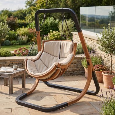 Hängesessel Classic – Schaukelsessel für Garten & Terrasse · Bezug beige #3667