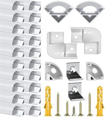 Chesbung LED Alu V-Profil 19x 1m fér LED Streifen bis 12mm mit Abdeckung