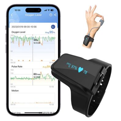 ViATOM Bluetooth Pulsoximeter Handgelenk Schlafapnoe Monitor mit App