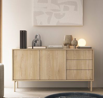 AX LIVING Sideboard Trentinis 153 2T3S Kommode mit Türen 153,5cm Braun