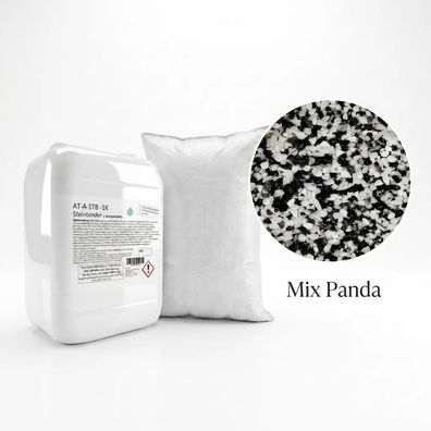 Steinteppich + Bindemittel - 25kg Steine und 2kg Steinbinder für 2,5m² MIX PANDA