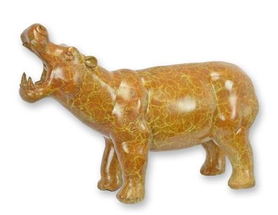 Bronzeskulptur Nilpferd Replikat Retro Design Dekoration