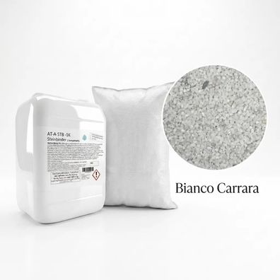 Steinteppich + Bindemittel - 25kg Steine und 2kg Steinbinder für 2,5m² Bianco Carrara