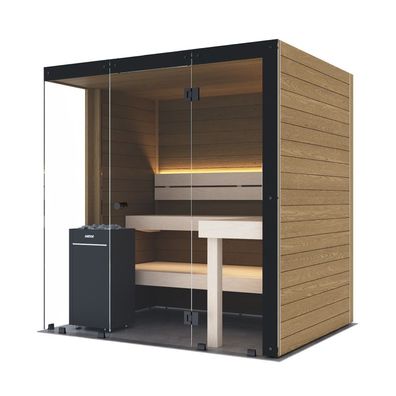 Harvia Block Left Medium Saunakabine Design-Sauna aus Thermo-Erle 198x160x210cm inkl