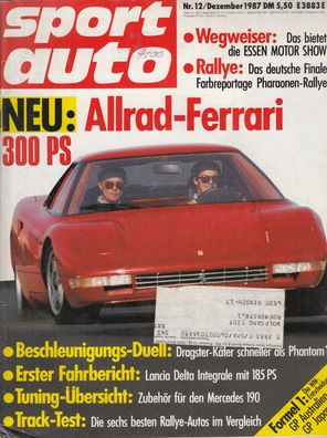 sport auto 12/1987, Allrad-Ferrari, Lancia, Drägster Käfer, Mercedes 190, Rallye