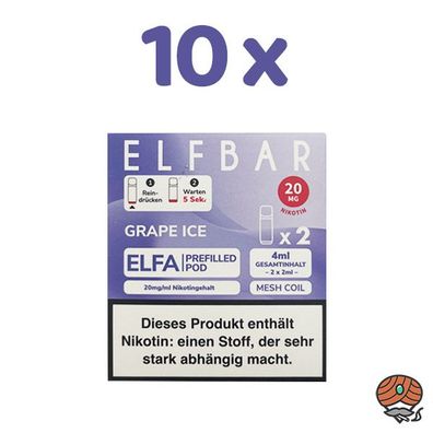 ELFBAR ELFA POD Grape Ice 20mg/ml Nikotin 10x 2 Pods