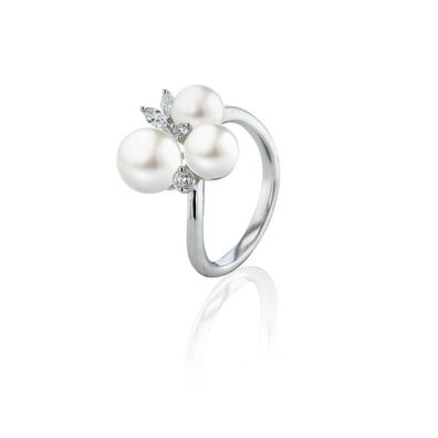 Luna Creation - 005.1114 - Ring - Damen - 750WG - mit Diamanten und SW-Zuchtperle