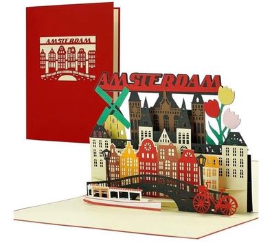 Diese Klappkarten Reisegutschein nach Amsterdam |3D Pop Up Karte als Gutschein