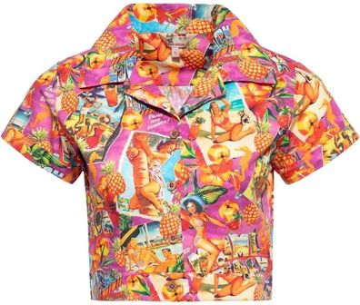 Queen Kerosin Damen Aop Vintage Bluse "Enjoy Summer" QKU45004