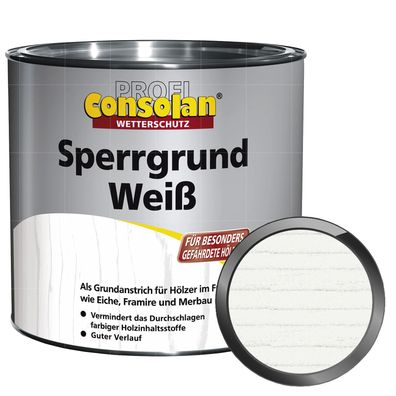 Consolan PROFI Sperrgrund weiß 2.5 Liter deckende Holzgrundierung