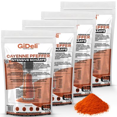 Cayennepfeffer 20kg Gemahlen Chilipulver Scharf Pikant Fleisch Fisch Pur GiDeli