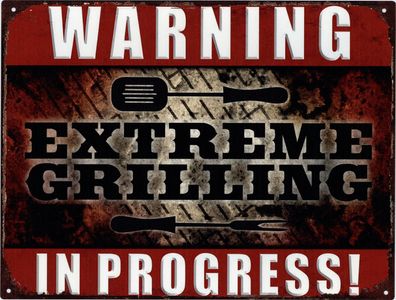 Moritz Blechschild BBQ Extreme Grillen 25 x 33 cm Retro Vintage Tin sign Wand