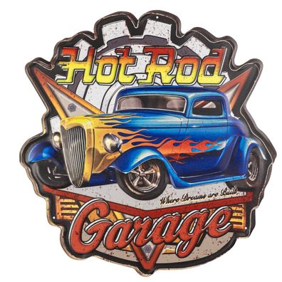 Blechschild 48 x 50 cm Hot Rod Garage Oldtimer Auto Retro Vintage Dekoration
