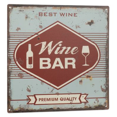 Retro Deko Blechschild Wein Bar Wine Vintage-Design Metall Schild Geschenk