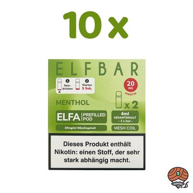 ELFBAR ELFA POD Menthol 20mg/ml Nikotin 10x 2 Pods