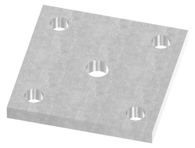Ankerplatte 100x100x10 mm 5 Bohrungen | Stahl roh