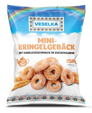 Veselka Mini-Kringelgebäck mit Vanillegeschmack in Zuckerglasur, 250 g