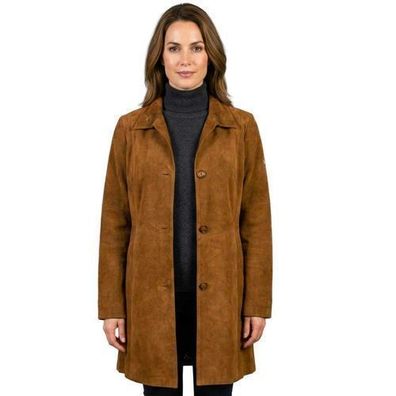 OTTO KERN - Damen Echtleder Ledermantel Velourleder Wildleder braun