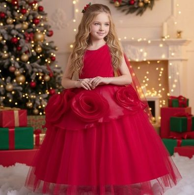 Mädchen Prinzessinnenkleid Festlich Tüll Kleid Hochzeit Blumenmädchen