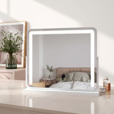 EMKE LED Schminkspiegel Kosmetikspiegel Makeup Spiegel Touch 3 Lichtfarben 60x51,6cm