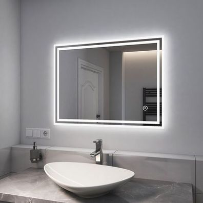 EMKE LED Badspiegel mit Beleuchtung 60×80 100×60 120×60cm Touch Kaltweiß/ Warmweiß