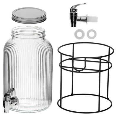 Adler Saftspender 4 l Glasbehälter mit Zapfhahn für Party Garten