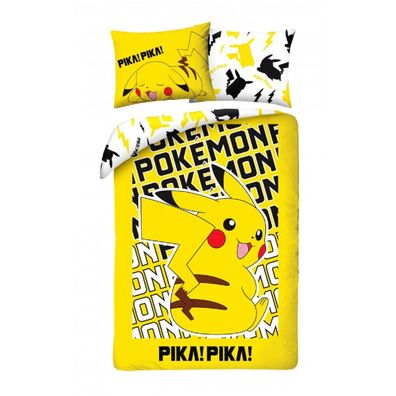 Pokemon Bettwäsche Set aus Baumwolle Bettdeckenbezug 140 × 200 cm mit 70 × 90 cm