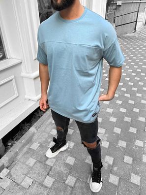 Megaman Oversize Herren T-Shirt mit Tasche Long-Tee Basic Shirt Longshirt Premium