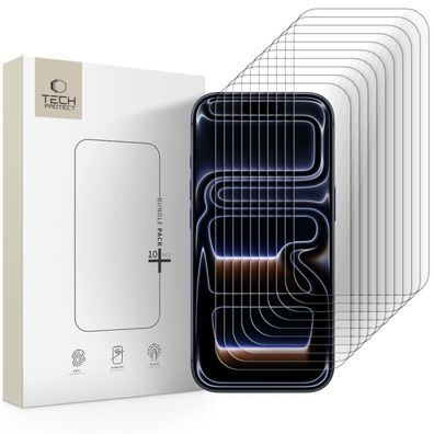 Tech-Protect Gehärtetes Glas Set (10er Pack) Kompatibel mit iPhone 16 Pro / 17
