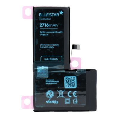 Bluestar Akku Ersatz kompatibel mit iPhone X 2716mAh Li-lon Austausch Batterie