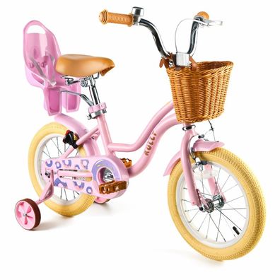 RULLY Kinderfahrrad für Mädchen 12/14/16 Zoll Bike - höhenverstellbar, Stützräder