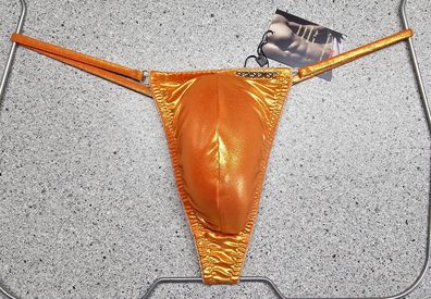 Herren String minimalistisch extrem elastisch Lycra Gold Orange Metallic