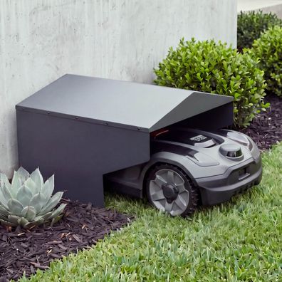 Mähroboter-Garage HWC-Q71, Dach Unterstand für Rasenmäher, Metall 42x57x70cm