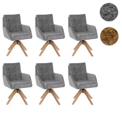 6er-Set Esszimmerstuhl HWC-Q36, Küchenstuhl, drehbar Stoff Chenille (680g/m²) Holz