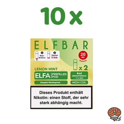 ELFBAR ELFA POD Lemon Mint 20mg/ml Nikotin 10x 2 Pods