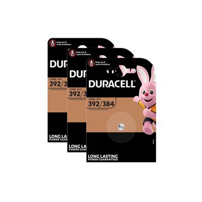 3x Duracell 392 / 384 Knopfzelle Uhrenbatterie 1,55 V SR41W AG3 LR41 L41 192