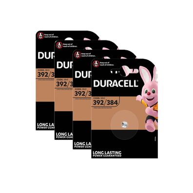 4x Duracell 392 / 384 Knopfzelle Uhrenbatterie 1,55 V SR41W AG3 LR41 L41 192