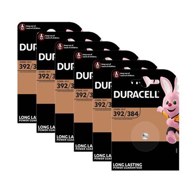 6x Duracell 392 / 384 Knopfzelle Uhrenbatterie 1,55 V SR41W AG3 LR41 L41 192