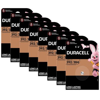 8x Duracell 392 / 384 Knopfzelle Uhrenbatterie 1,55 V SR41W AG3 LR41 L41 192
