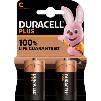 Duracell 2er Blister Plus Batterie Alkaline Baby C LR14 MN1400 1,5V